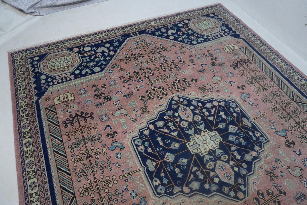 Cozy Terracotta Caucasian Wool Rug - 8x10 Afghan Turkmen Geometric Design