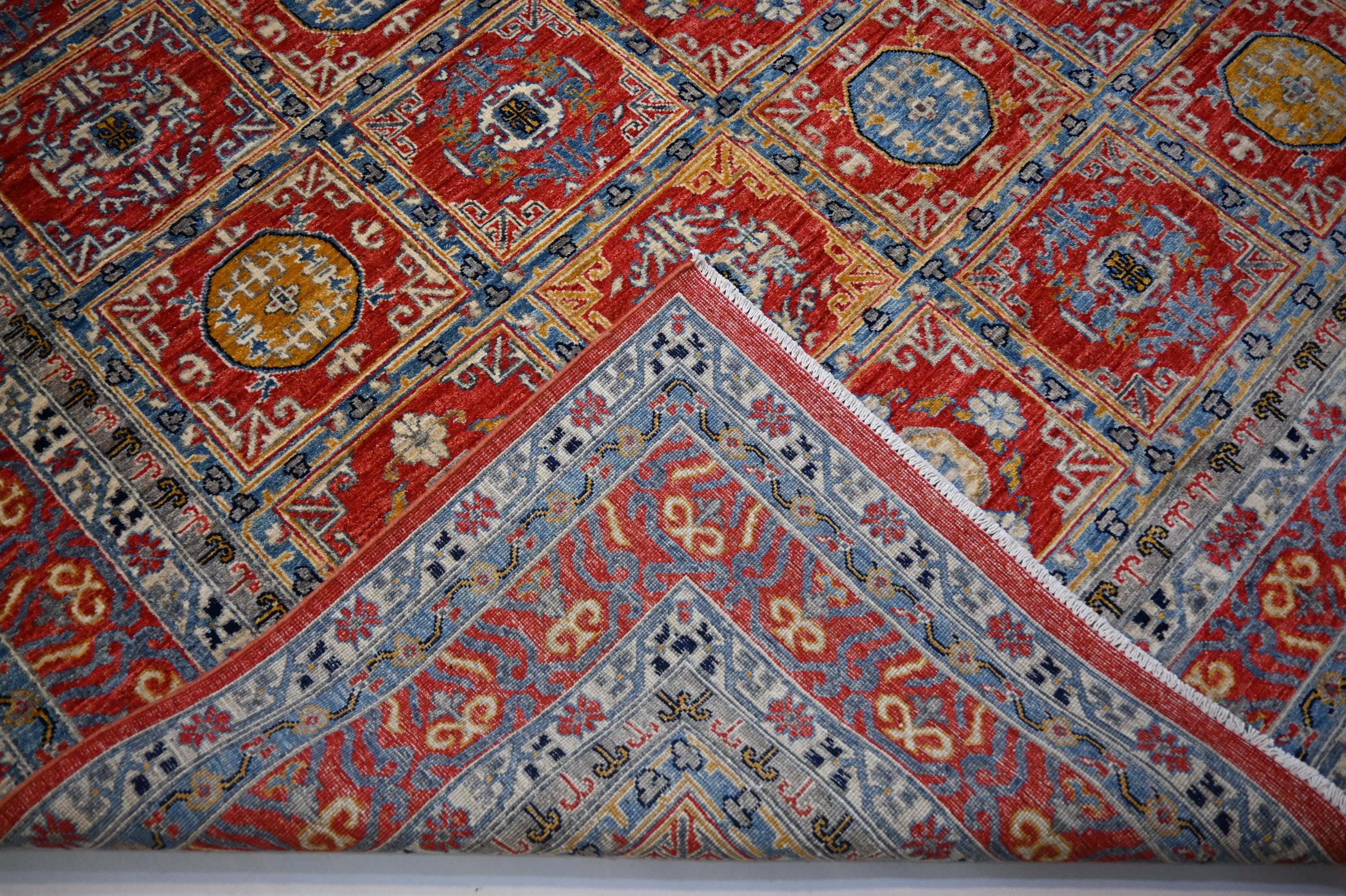 Large 8x10 Afghan Bijdar Hand-Knotted Wool Rug - Modern Traditional Medallion