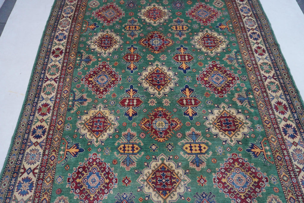 Luxurious 8x10 Green Bijdar Turkish Kazak Hand-Knotted Wool Area Rug